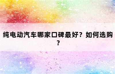 纯电动汽车哪家口碑最好？如何选购？