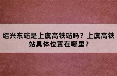 绍兴东站是上虞高铁站吗？上虞高铁站具体位置在哪里？