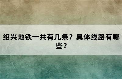 绍兴地铁一共有几条？具体线路有哪些？