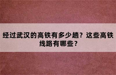 经过武汉的高铁有多少趟？这些高铁线路有哪些？