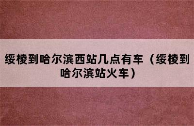 绥棱到哈尔滨西站几点有车（绥棱到哈尔滨站火车）