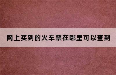 网上买到的火车票在哪里可以查到