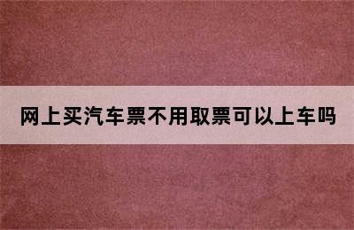 网上买汽车票不用取票可以上车吗