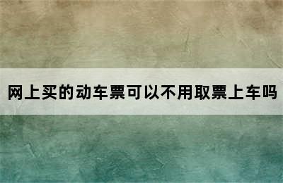 网上买的动车票可以不用取票上车吗