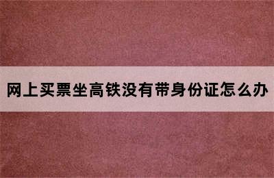 网上买票坐高铁没有带身份证怎么办