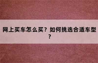 网上买车怎么买？如何挑选合适车型？