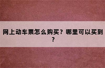 网上动车票怎么购买？哪里可以买到？