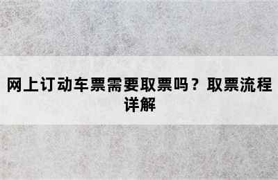 网上订动车票需要取票吗？取票流程详解