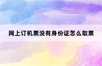 网上订机票没有身份证怎么取票