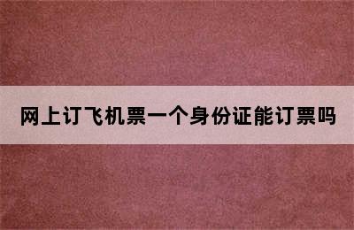 网上订飞机票一个身份证能订票吗