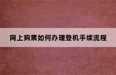 网上购票如何办理登机手续流程