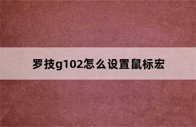 罗技g102怎么设置鼠标宏