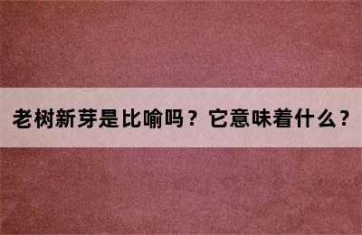 老树新芽是比喻吗？它意味着什么？