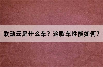 联动云是什么车？这款车性能如何？