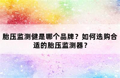 胎压监测健是哪个品牌？如何选购合适的胎压监测器？