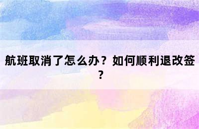 航班取消了怎么办？如何顺利退改签？