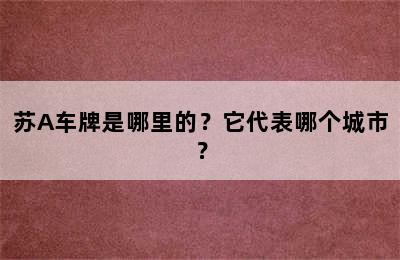 苏A车牌是哪里的？它代表哪个城市？