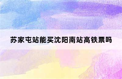 苏家屯站能买沈阳南站高铁票吗