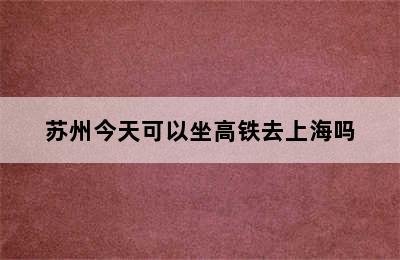 苏州今天可以坐高铁去上海吗