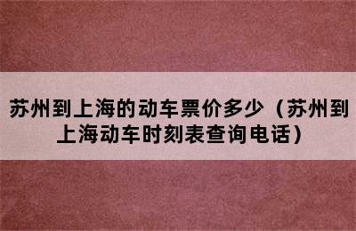 苏州到上海的动车票价多少（苏州到上海动车时刻表查询电话）