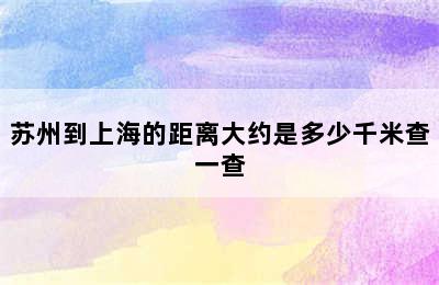 苏州到上海的距离大约是多少千米查一查