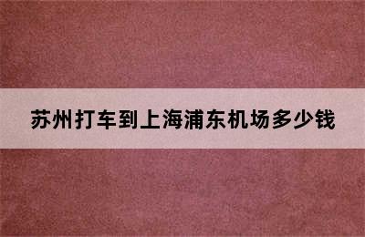 苏州打车到上海浦东机场多少钱