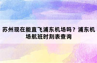 苏州现在能直飞浦东机场吗？浦东机场航班时刻表查询