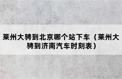 莱州大骋到北京哪个站下车（莱州大骋到济南汽车时刻表）