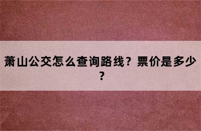 萧山公交怎么查询路线？票价是多少？