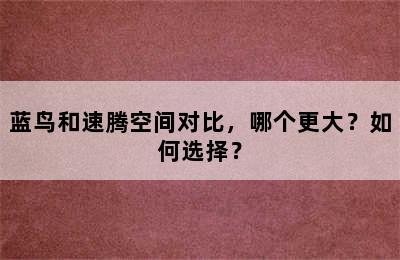 蓝鸟和速腾空间对比，哪个更大？如何选择？