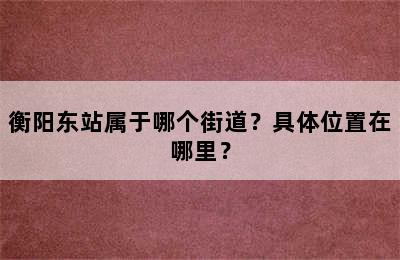 衡阳东站属于哪个街道？具体位置在哪里？