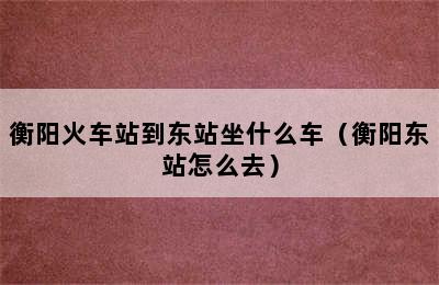 衡阳火车站到东站坐什么车（衡阳东站怎么去）