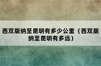 西双版纳至昆明有多少公里（西双版纳至昆明有多远）