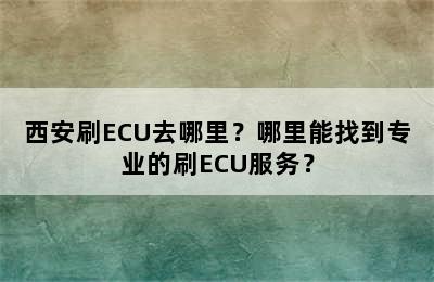 西安刷ECU去哪里？哪里能找到专业的刷ECU服务？