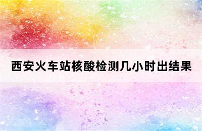 西安火车站核酸检测几小时出结果