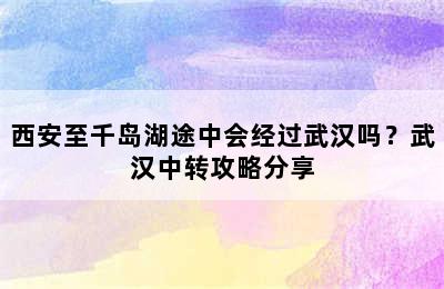 西安至千岛湖途中会经过武汉吗？武汉中转攻略分享