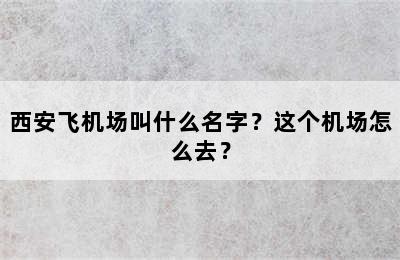 西安飞机场叫什么名字？这个机场怎么去？