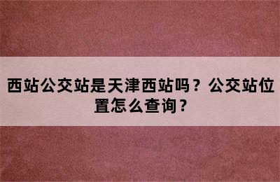 西站公交站是天津西站吗？公交站位置怎么查询？