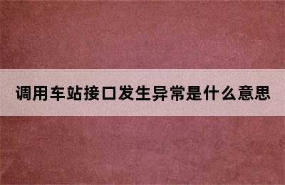 调用车站接口发生异常是什么意思