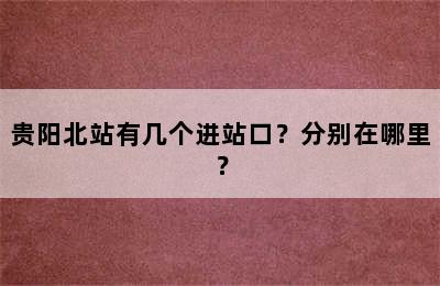 贵阳北站有几个进站口？分别在哪里？