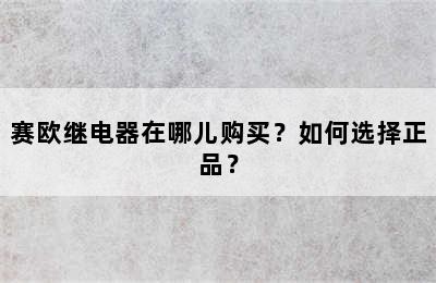 赛欧继电器在哪儿购买？如何选择正品？