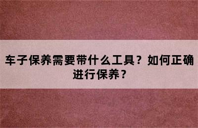 车子保养需要带什么工具？如何正确进行保养？