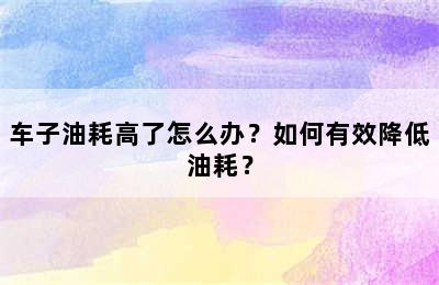 车子油耗高了怎么办？如何有效降低油耗？