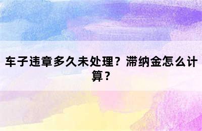 车子违章多久未处理？滞纳金怎么计算？