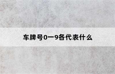 车牌号0一9各代表什么