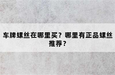 车牌螺丝在哪里买？哪里有正品螺丝推荐？