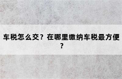 车税怎么交？在哪里缴纳车税最方便？