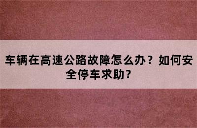 车辆在高速公路故障怎么办？如何安全停车求助？