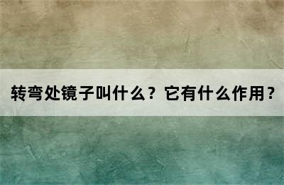 转弯处镜子叫什么？它有什么作用？