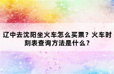 辽中去沈阳坐火车怎么买票？火车时刻表查询方法是什么？